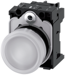 SIEMENS 3SU1152-6AA60-1AA0 Indicator light, 22 mm, round, metal, high gloss, white, lens, smooth, 24 V AC/DC