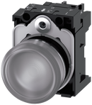 SIEMENS 3SU1152-6AA70-1AA0 Indicator light, 22 mm, round, metal, high gloss, clear, lens, smooth, 24 V AC/DC