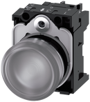 SIEMENS 3SU1153-6AA70-1AA0 Indicator light, 22 mm, round, metal, high gloss, clear, lens, smooth, 110 V AC