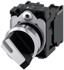 SIEMENS 3SU1150-2BF60-1MA0 Toggle switch, illuminable, 22 mm, round, metal, high gloss, white, 1 NO+1 NC