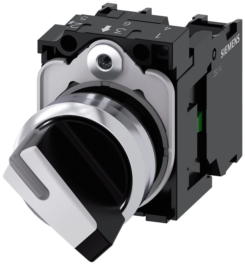 SIEMENS 3SU1150-2BF60-1MA0 Toggle switch, illuminable, 22 mm, round, metal, high gloss, white, 1 NO+1 NC