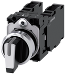 SIEMENS 3SU1150-2BL60-1LA0 Toggle switch, illuminable, 22 mm, round, metal, high gloss, white, 2x1 NO+1 NC