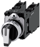 SIEMENS 3SU1150-2BL60-3LA0 Toggle switch, illuminable, 22 mm, round, metal, high gloss, white, 2x1 NO+1 NC