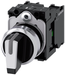 SIEMENS 3SU1150-2BM60-1NA0 Toggle switch, illuminable, 22 mm, round, metal, high gloss, white, 1 NO, 1 NO