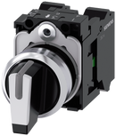 SIEMENS 3SU1150-2BM60-3NA0 Toggle switch, illuminable, 22 mm, round, metal, high gloss, white, 1 NO, 1 NO