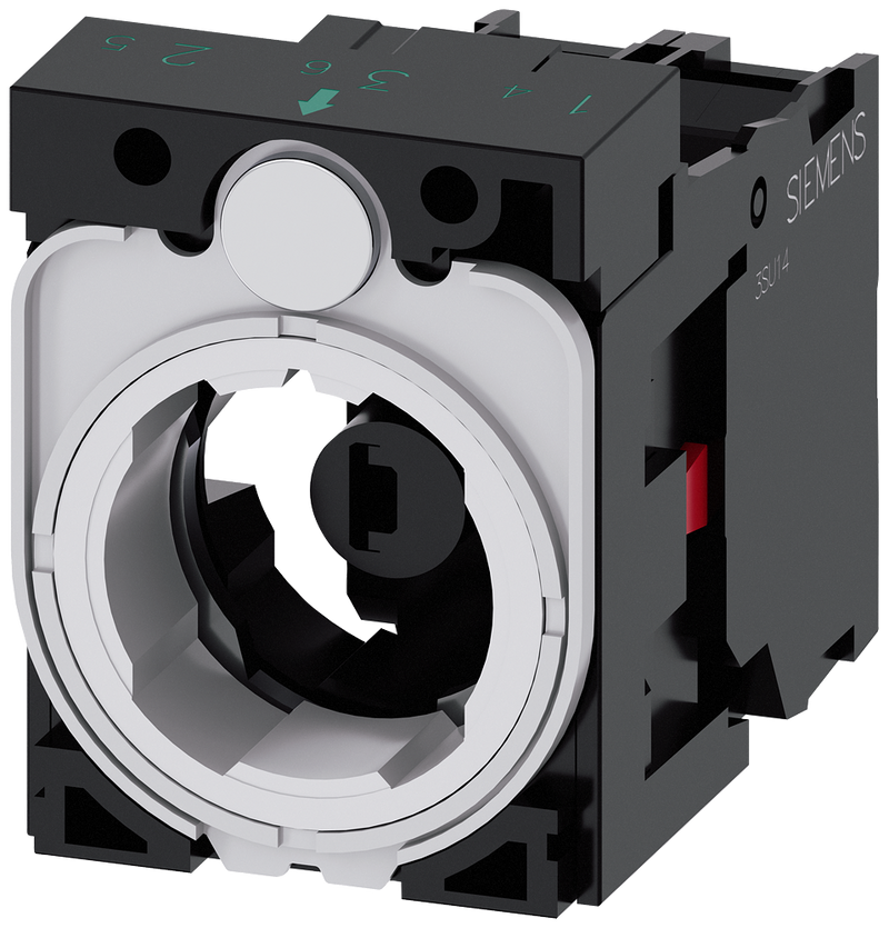 Siemens 3SU1501-1AG30-1CA0 Holder for 3 modules, plastic, 1 NC, LED module, yellow, 6-24 V AC/DC, screw terminal
