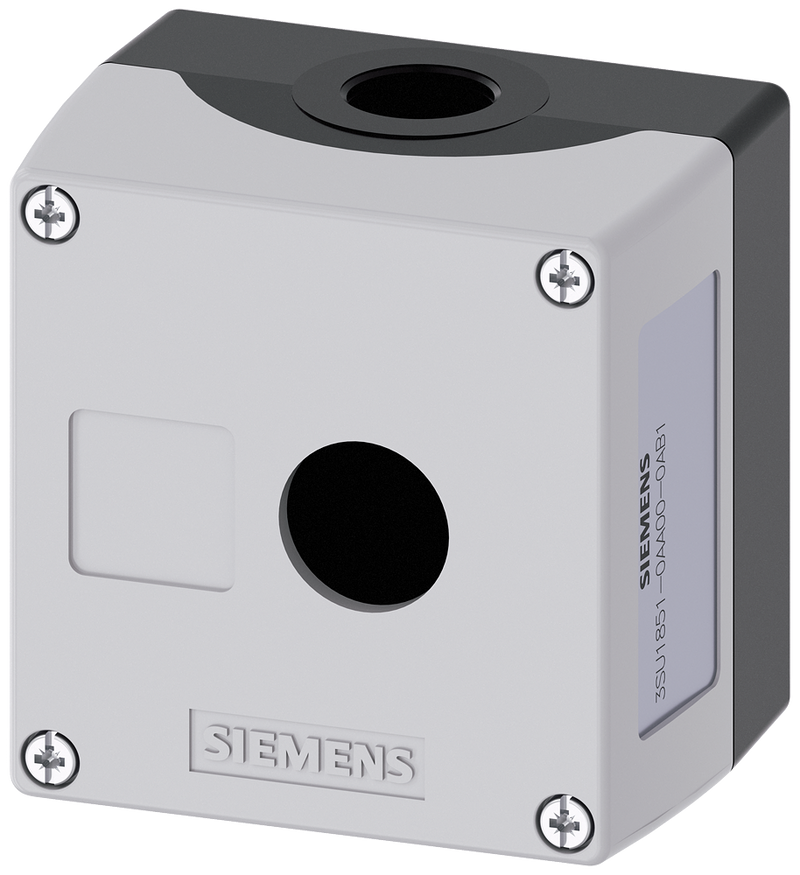 SIEMENS 3SU1851-0AA00-0AB1 Enclosure for command devices, 22 mm, round, metal, gray, 1 command point