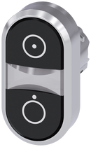 SIEMENS 3SU1050-3AB11-0AQ0 Twin pushbutton, 22 mm, round, metal, high gloss, black: Symbol 5264, black