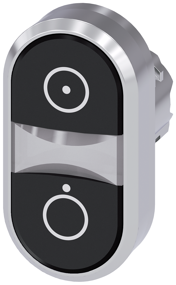 SIEMENS 3SU1050-3AB11-0AQ0 Twin pushbutton, 22 mm, round, metal, high gloss, black: Symbol 5264, black