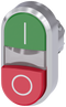 SIEMENS 3SU1050-3BB42-0AK0 Twin pushbutton, 22 mm, round, metal, high gloss, green: I, red: O