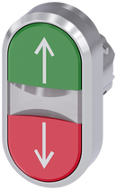 SIEMENS 3SU1051-3AB42-0AN0 Twin pushbutton, illum., 22 mm, round, metal, high gloss, red: top, green: bottom