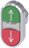 SIEMENS 3SU1051-3AB42-0AN0 Twin pushbutton, illum., 22 mm, round, metal, high gloss, red: top, green: bottom