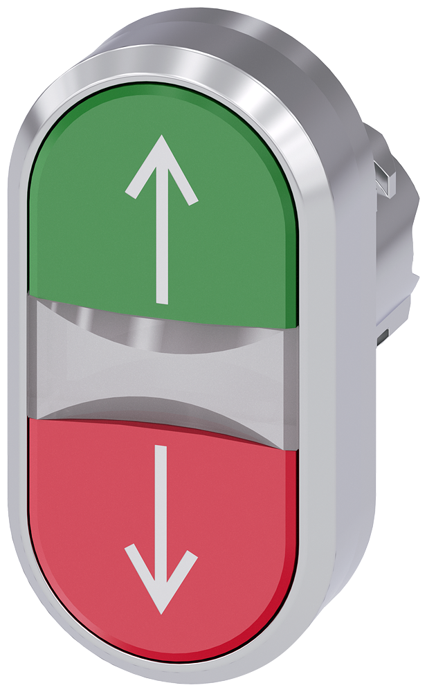 SIEMENS 3SU1051-3AB42-0AN0 Twin pushbutton, illum., 22 mm, round, metal, high gloss, red: top, green: bottom