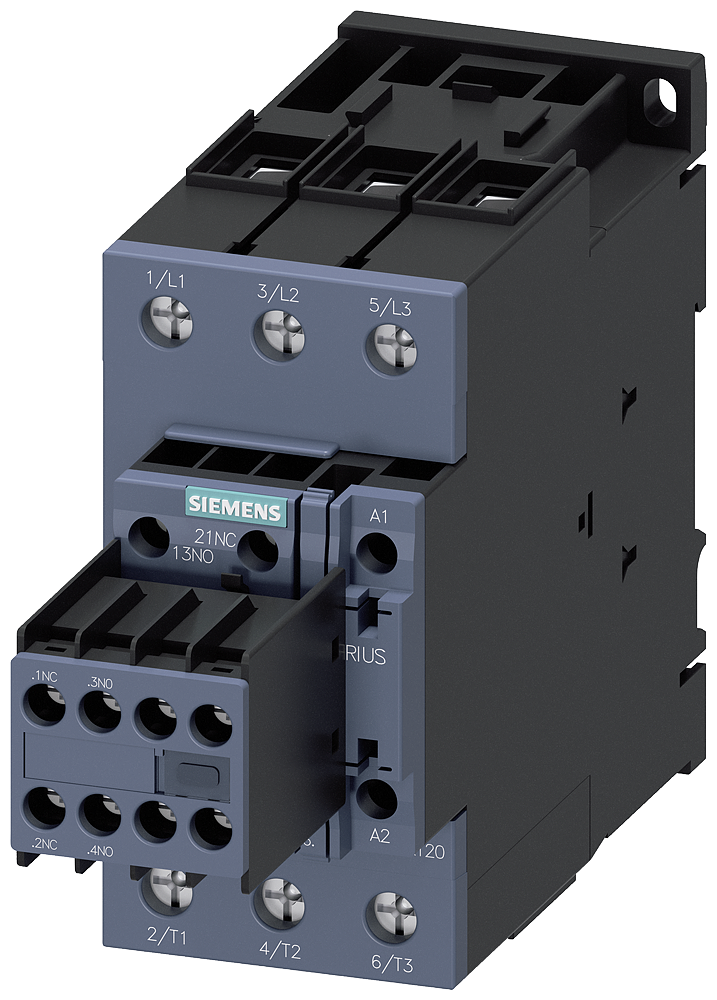 SIEMENS 3RT2037-1AF04 Contactor, AC-3e, 65 A/30 kW/400 V, 3-pole, 110 V AC/50 Hz, 2 NO+2 NC, screw terminal