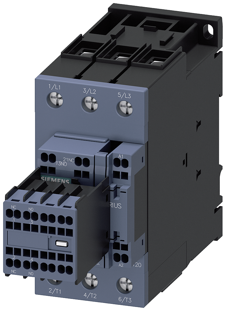 SIEMENS 3RT2036-3AF04 Contactor, AC-3e, 50 A/22 kW/400 V, 3-pole, 110 V AC/50 Hz, 2 NO+2 NC, screw terminal/spring-type terminal