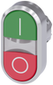 SIEMENS 3SU1051-3AB42-0AK0 Twin pushbutton, illuminated, 22 mm, round, metal, high gloss, green: I, red: O