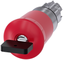 SIEMENS 3SU1050-1HV20-0AA0 Emergency stop mushroom pushbutton, 22 mm, round, metal, shiny, red, with Siemens lock