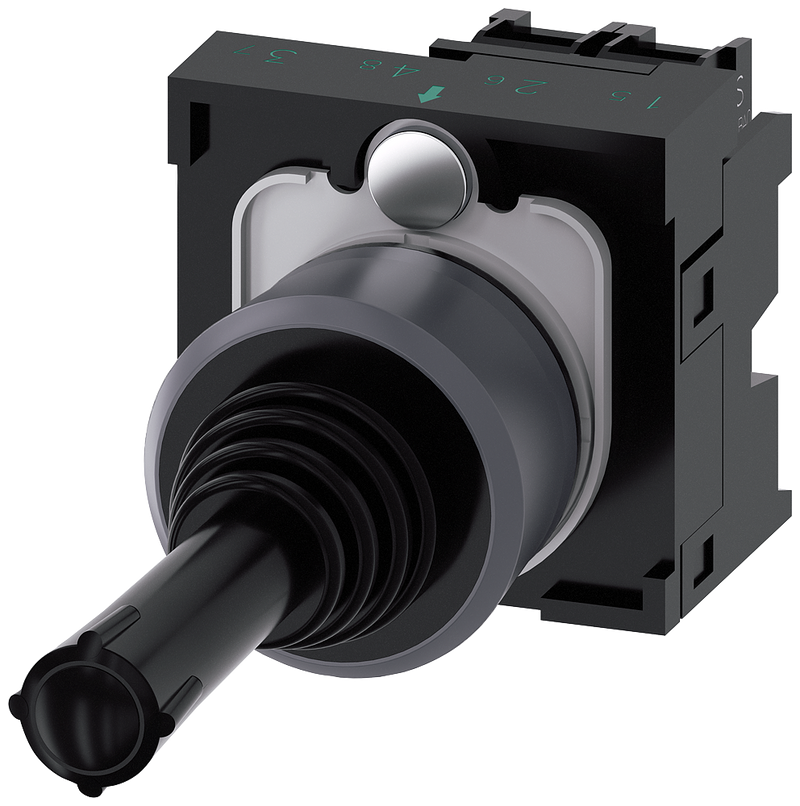 SIEMENS 3SU1130-7AD10-1NA0 Coordinate switch, 22 mm, round, metal front ring, black, vertical, 1 NO, 1 NO