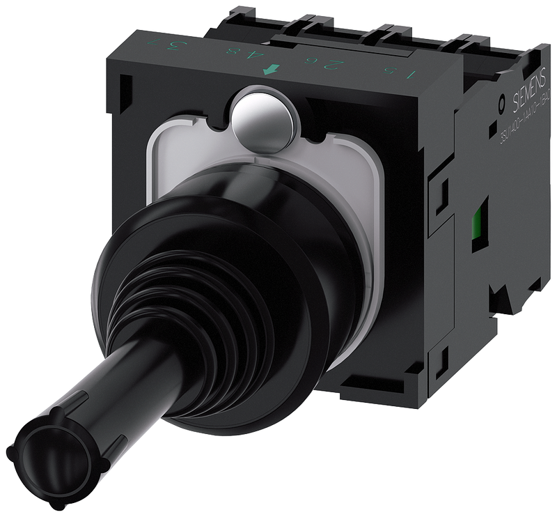 SIEMENS 3SU1100-7AE10-1QA0 Coordinate switch, 22 mm, round, plastic, black, latching, 1 NO, 1 NO, 1 NO, 1 NO
