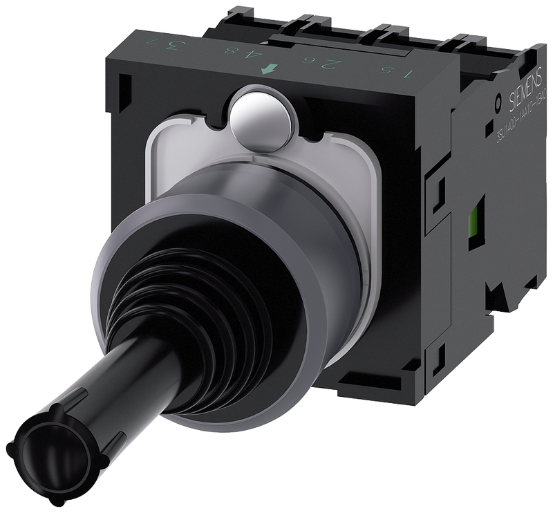 SIEMENS 3SU1130-7AF10-1QA0 Coordinate switch, 22 mm, round, metal front ring, black, 1 NO, 1 NO, 1 NO, 1 NO