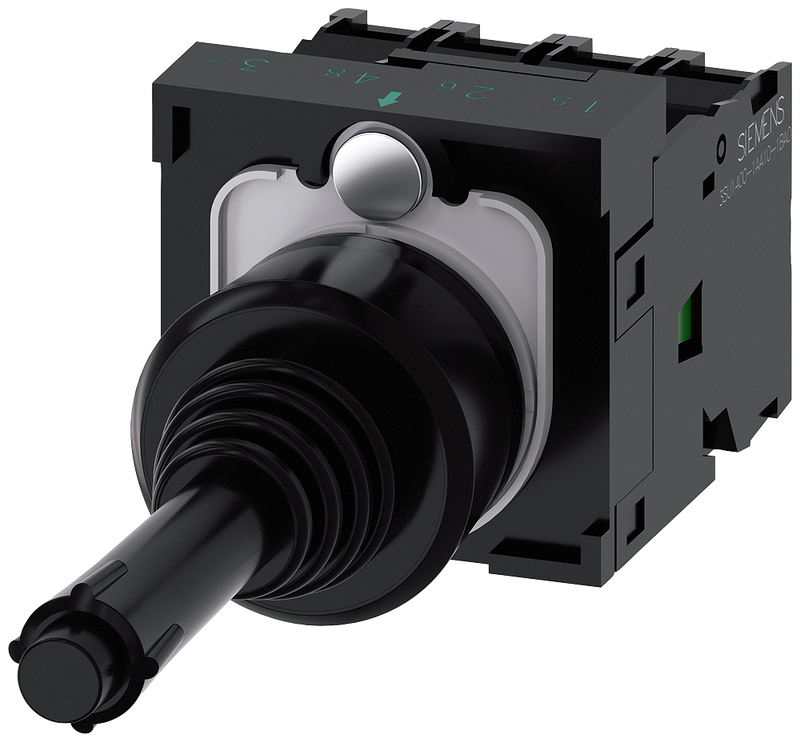 SIEMENS 3SU1100-7BF10-1QA0 Coordinate switch, 22 mm, round, plastic, black, 1 NO, 1 NO, 1 NO, 1 NO