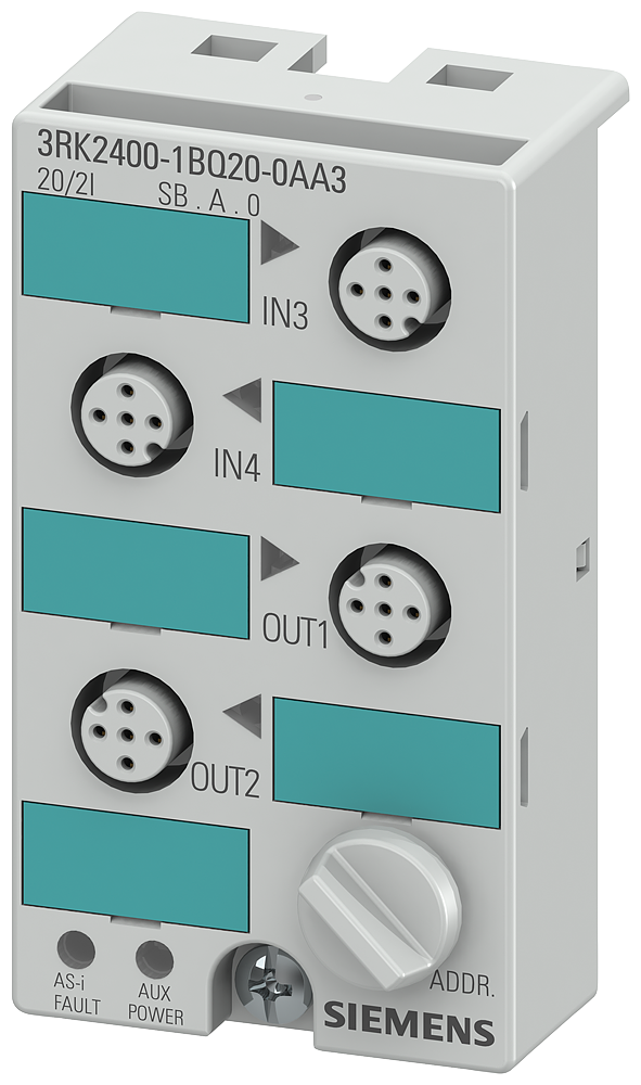 SIEMENS 3RK2400-1BQ20-0AA3 AS-i compact module K45, A/B slave, digital, 2 Q/2 I, IP67, 2 outputs