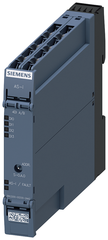 SIEMENS 3RK2200-0CE00-2AA2 AS-i SlimLine Compact module A/B slave 4 DI, IP20 4x input 2-wire sensor 17.5 mm