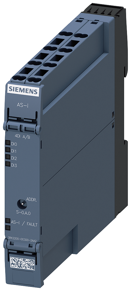 SIEMENS 3RK2200-0CG00-2AA2 AS-i SlimLine Compact module A/B slave 4 DI, IP20 4x input 2-wire sensor 17.5 mm