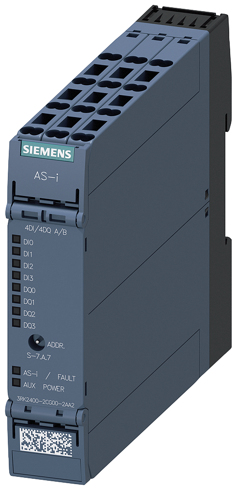 SIEMENS 3RK2400-2CG00-2AA2 AS-i SlimLine compact module A/B slave 4 DI/4 DQ, IP20 4 x input 3-wire sensor
