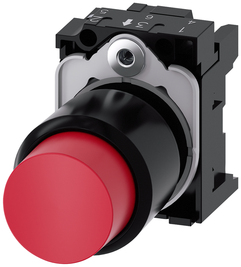 SIEMENS 3SU1200-0FB20-0AA0 Pushbutton with extended stroke (12 mm), 22 mm, round, plastic, red