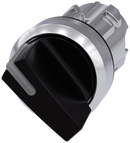 Siemens 3SU1052-2BC10-0AA0 Illuminable selector switch, 22 mm, round, metal shiny, black, Selector switch short, 2 switch positions O<I, momentary contact type, Actuating angle 45?, 10:30h/12h