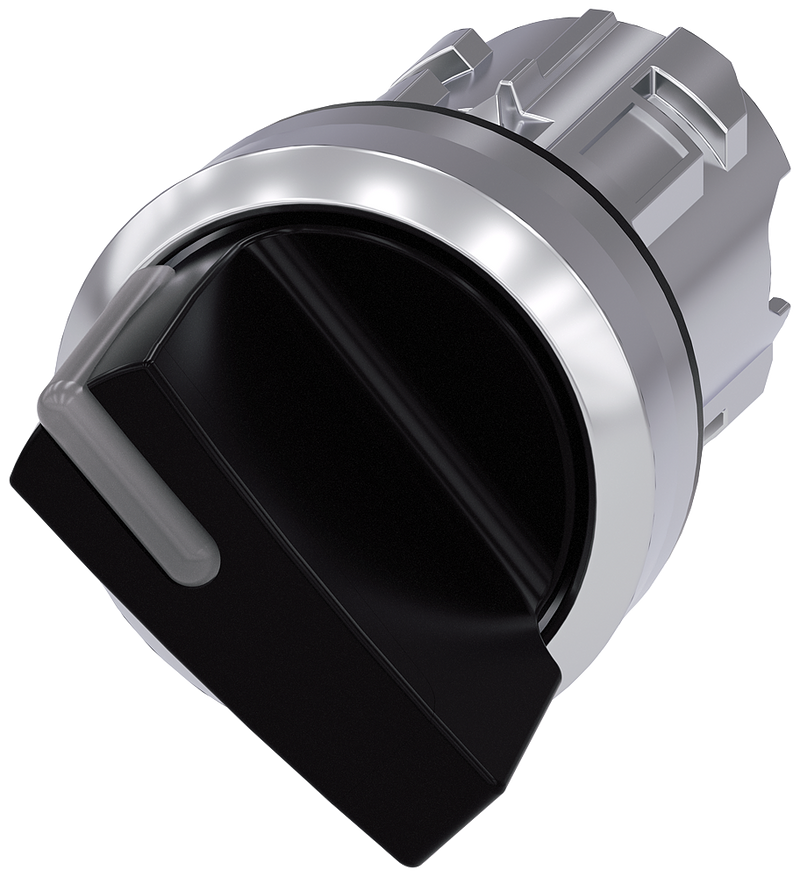 SIEMENS 3SU1052-2BF10-0AA0 Toggle switch illuminable, 22 mm, round, metal, high gloss, black, knob short