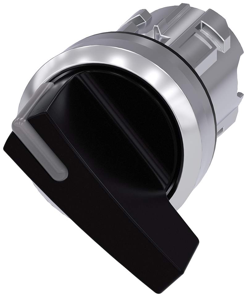 SIEMENS 3SU1052-2CF10-0AA0 Toggle switch illuminable, 22 mm, round, metal, high gloss, black, knob long