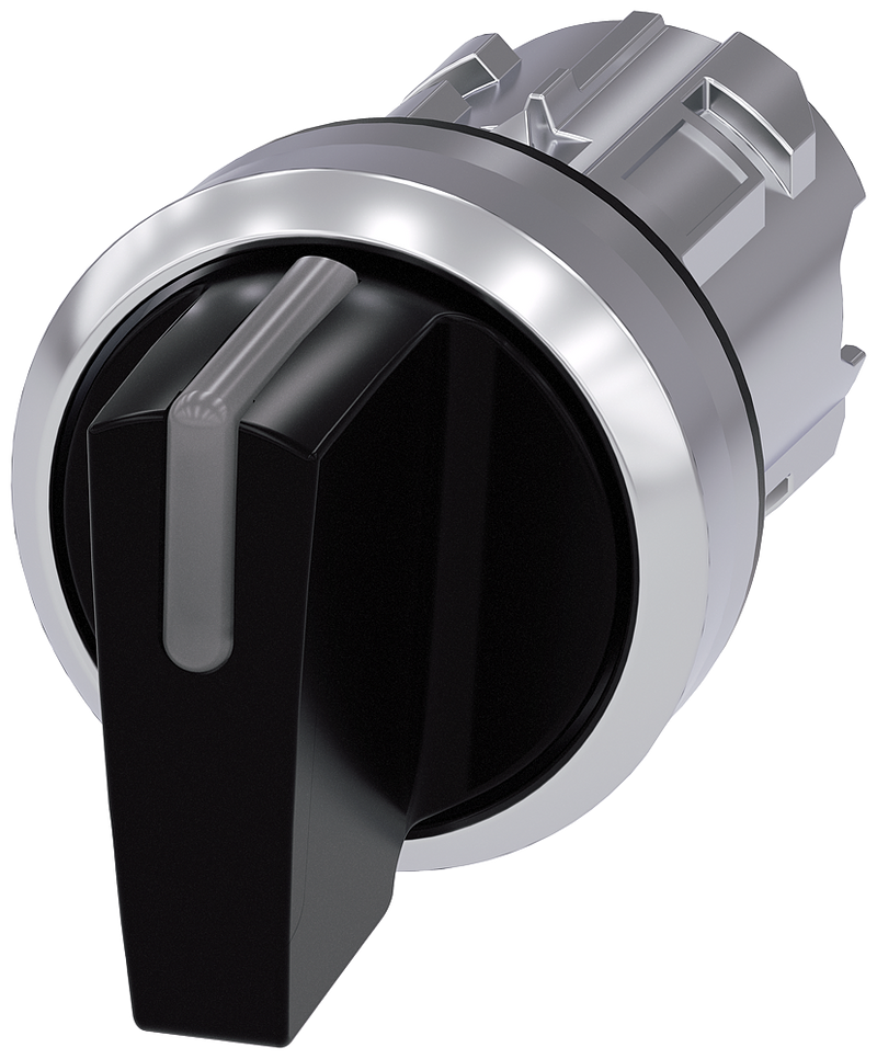 SIEMENS 3SU1052-2BN10-0AA0 Toggle switch illuminable, 22 mm, round, metal, high gloss, black, knob short