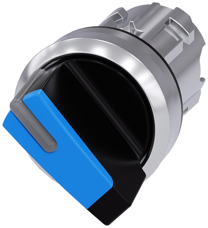 SIEMENS 3SU1052-2BF50-0AA0 Toggle switch illuminable, 22 mm, round, metal, high gloss, blue, knob short