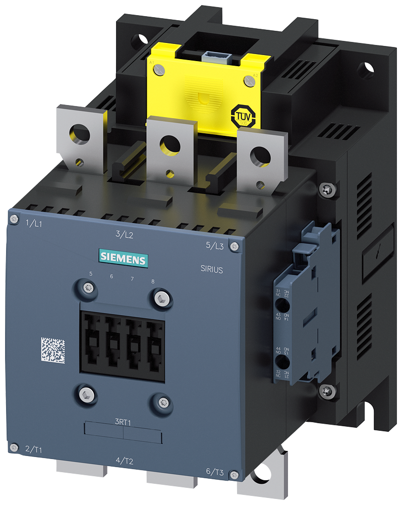 SIEMENS 3RT1467-6SP36 Contactor, AC-1, 500 A/690 V/40 °C, 3-pole, 200-277 V AC/DC, F-PLC-IN, 2 NO+2 NC