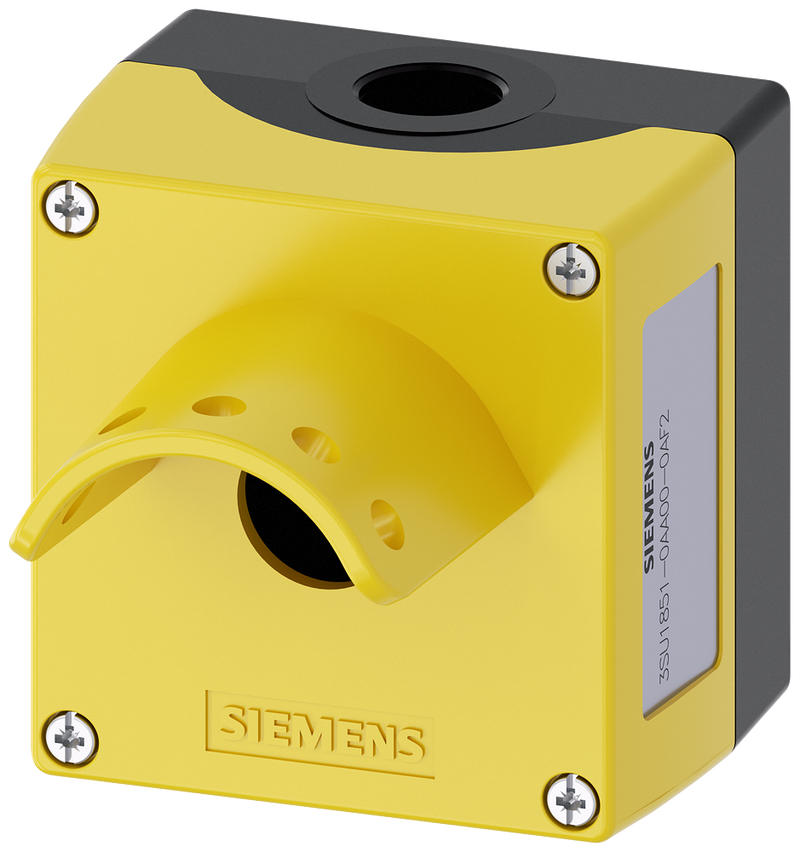 SIEMENS 3SU1851-0AA00-0AF2 Enclosure for command devices, 22 mm, round, metal, yellow, 1 command point