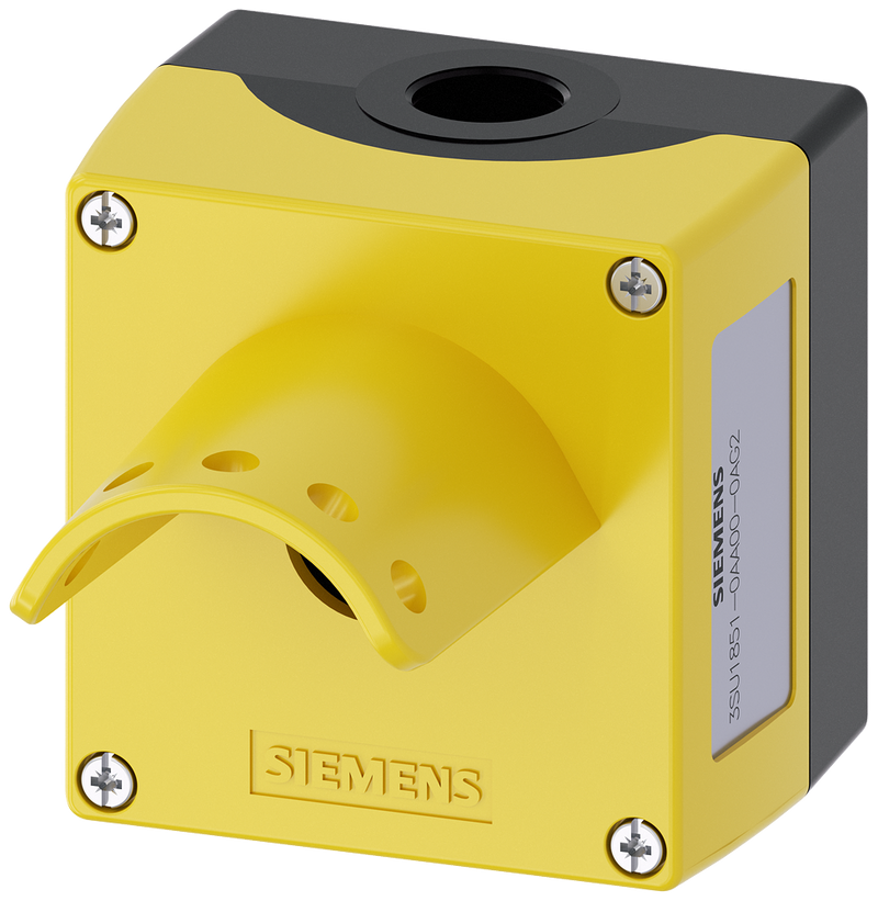 SIEMENS 3SU1851-0AA00-0AG2 Enclosure for command devices, 22 mm, round, metal, yellow, 1 command point