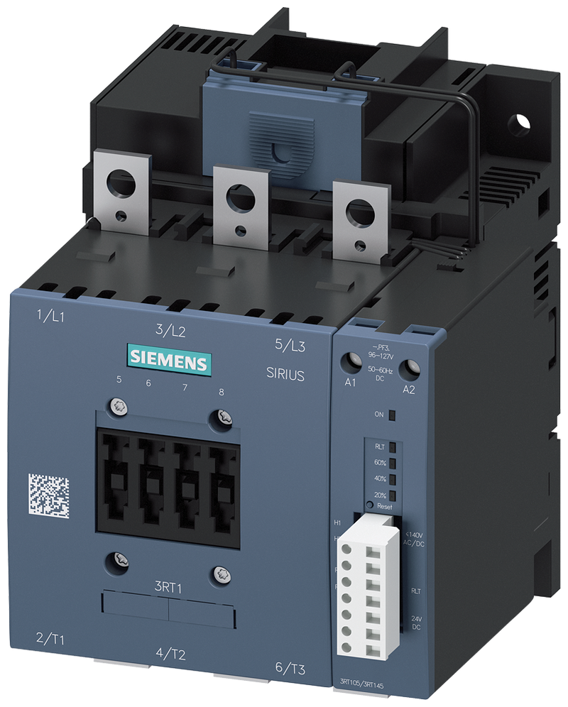 SIEMENS 3RT1456-6PF35 Contactor, AC-1, 275 A/690 V/40 °C, 3-pole, 96-127 V AC/DC, PLC-IN optional, 1 NO+1 NC