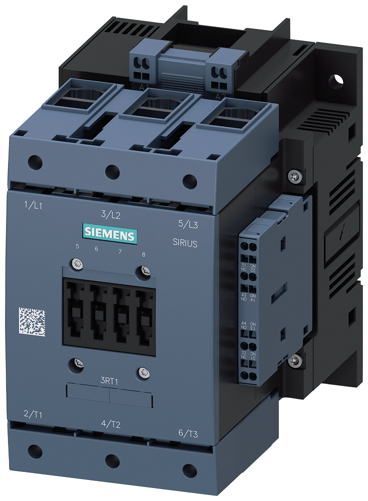 SIEMENS 3RT1054-3AV36 Contactor, AC-3e, 115 A/55 kW/400 V, 3-pole, 380-420 V AC/DC, 2 NO+2 NC, box terminal/spring-type terminal