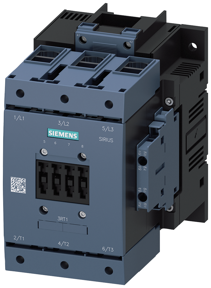 SIEMENS 3RT1056-7AB36 Contactor, AC-3e, 185 A/90 kW/400 V, 3-pole, 23-26 V AC/DC, 2 NO+2 NC, box terminal/spring-type terminal