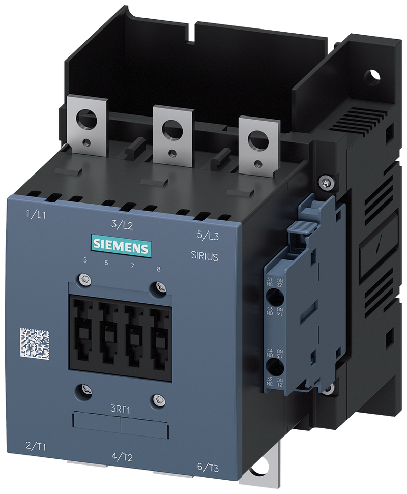 SIEMENS 3RT1056-6LA06 Contactor, AC-3e, 185 A/90 kW/400 V, 3-pole, 2 NO+2 NC, connection bar/screw terminal