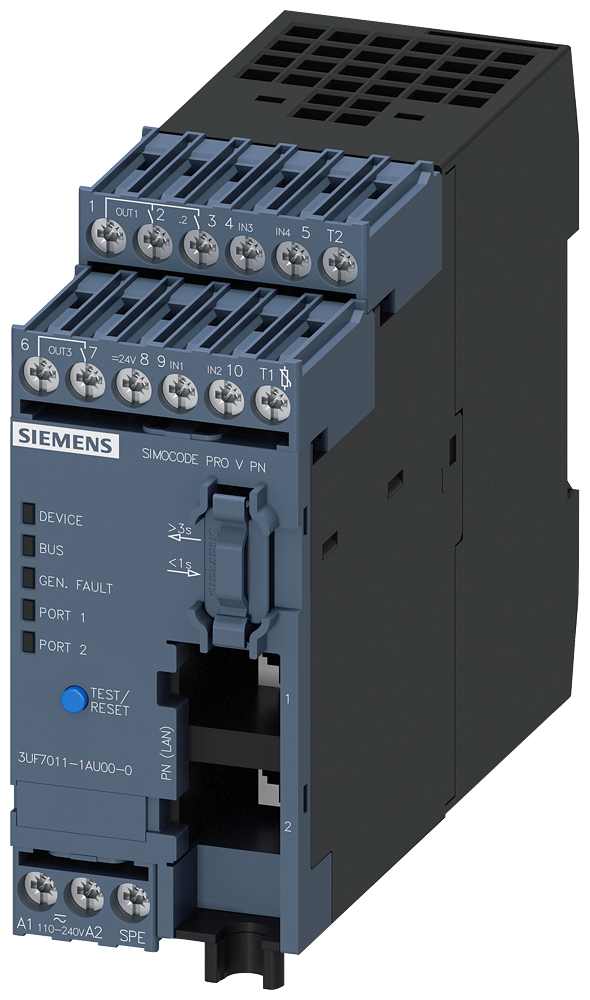 SIEMENS 3UF7011-1AU00-0 Basic unit 3 SIMOCODE pro V PN Ethernet/PROFINET IO, OPC UA server/web server