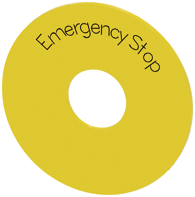 SIEMENS 3SU1900-0BB31-0DA0 Backing plate for NOT-HALT yellow with inscription: EMERGENCY STOP