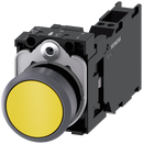 SIEMENS 3SU1130-0AB30-3FA0 Pushbutton, 22 mm, round, plastic with metal front ring, yellow, button, 1 NO + 1 NC