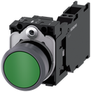 SIEMENS 3SU1130-0AB40-3FA0 Pushbutton, 22 mm, round, plastic with metal front ring, green, button, 1 NO + 1 NC