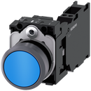 SIEMENS 3SU1130-0AB50-3FA0 Pushbutton, 22 mm, round, plastic with metal front ring, blue, button, 1 NO + 1 NC