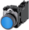 SIEMENS 3SU1130-0AB50-3FA0 Pushbutton, 22 mm, round, plastic with metal front ring, blue, button, 1 NO + 1 NC