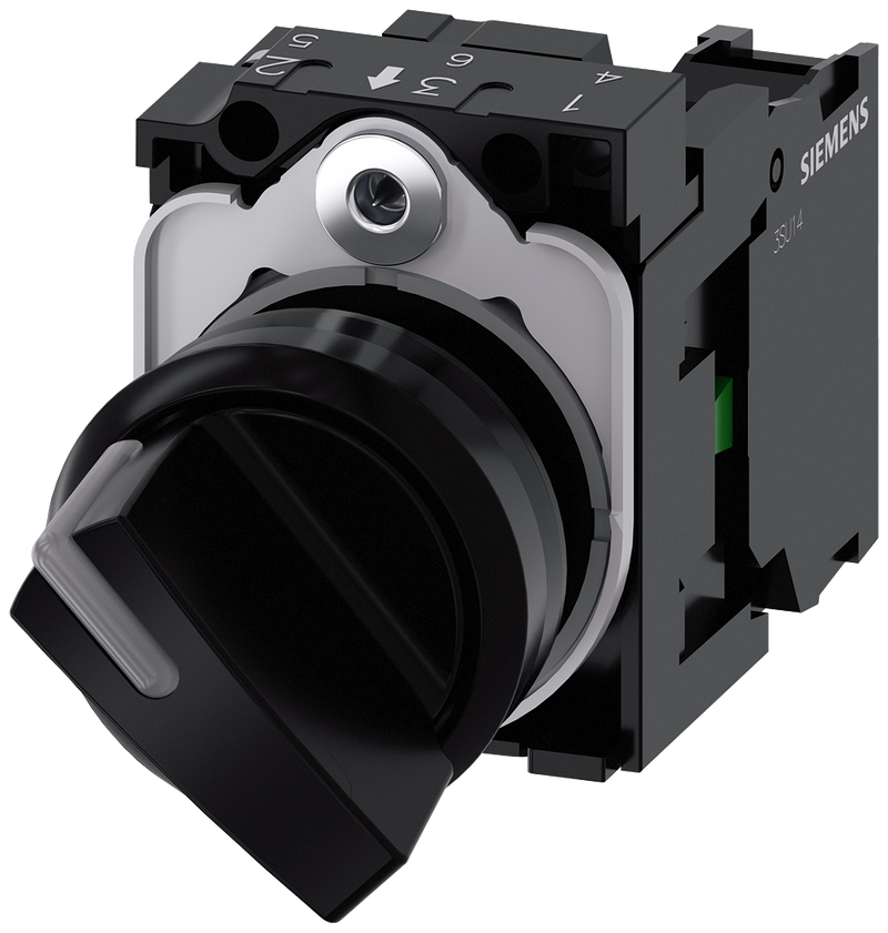 SIEMENS 3SU1100-2BF10-1BA0 Toggle switch, illuminable, 22 mm, round, plastic, black, 1 NO