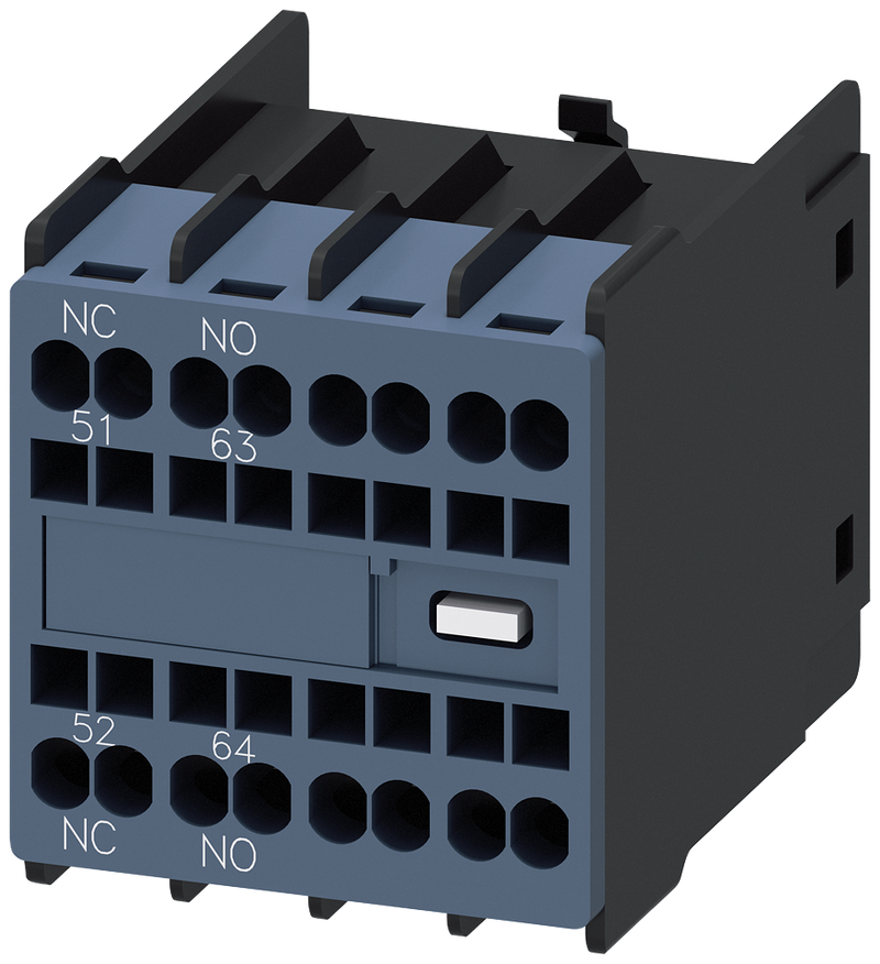 SIEMENS 3RH2911-2XA11-0MA0 auxiliary switch, on the front, 1 NO + 1 NC, 51/52, 63/64, --/--, --/--, current path: 1 NC, 1 NO, --, --, spring-loaded terminal, for contactors 3...